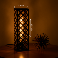 Front shot of Double Layered Square Lamp showing geometric tiers