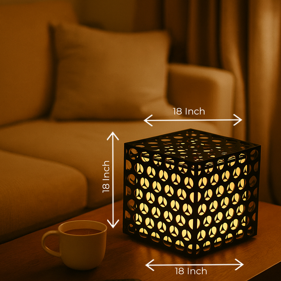 Angled view showcasing depth and circular form of the lamp