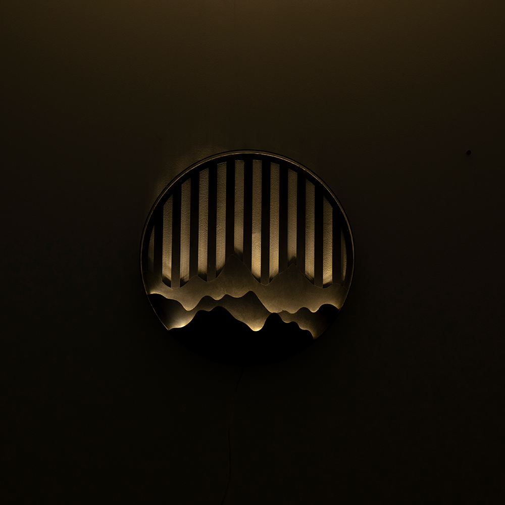 Front shot of Black Vertical Strips Wall Hanging showing linear texture