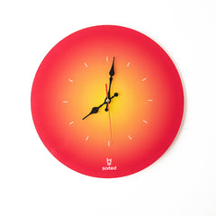 Crimson Dawn Clock – dawn-inspired wall clock with crimson tones