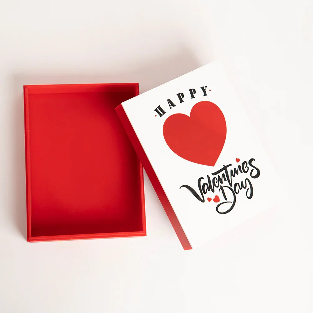 Open acrylic gift box perfect for Valentine's gifting