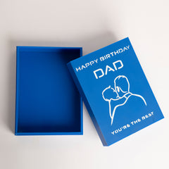 Top-down view of Birthday Dad Gift Box with premium reusable layout