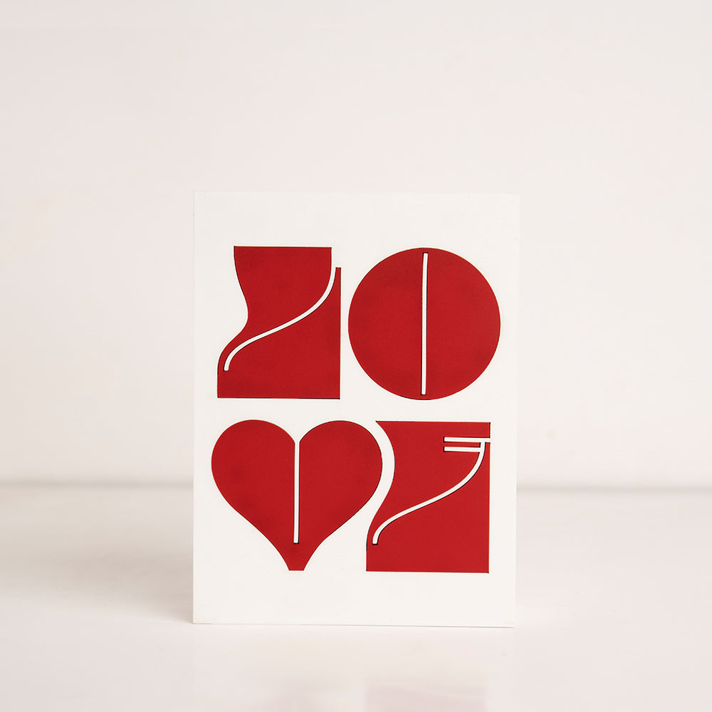 Front view of Love Symbol acrylic gift box in red and white theme