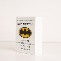 Side angle of star-themed birthday acrylic gift box