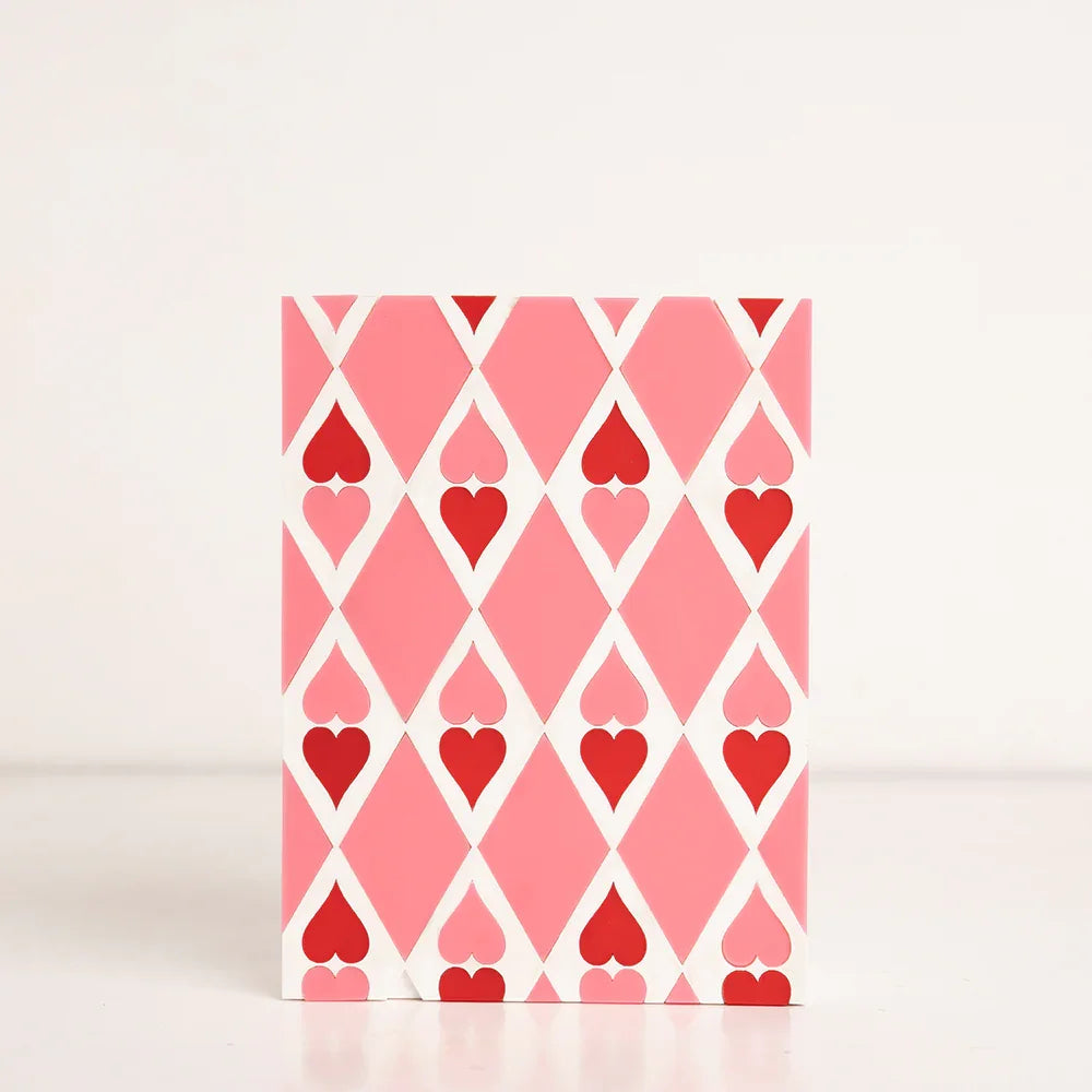 Front view of Red & Pink Heart Gift Box with romantic acrylic design