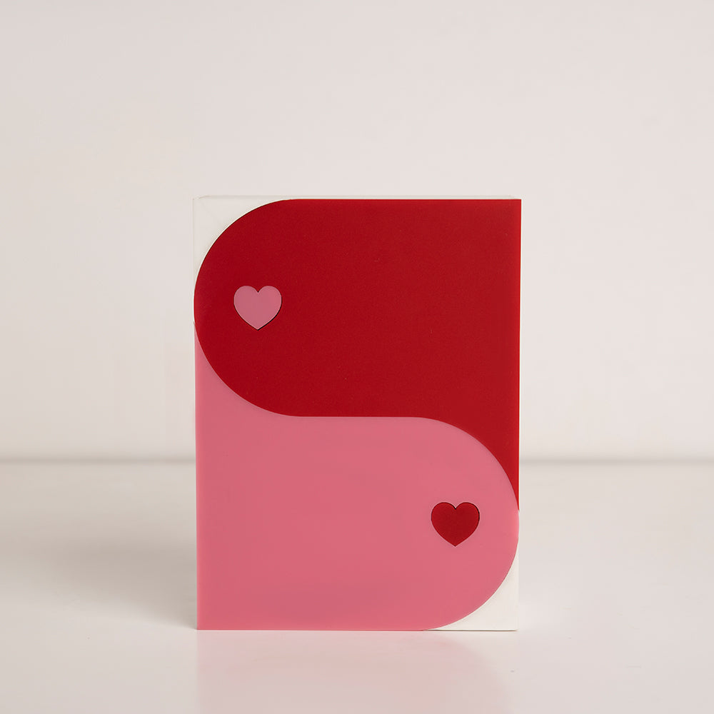 Front view of red and pink romantic acrylic gift box