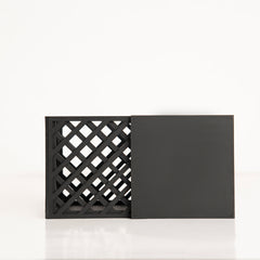 Front view of Crosshatch Double Layered Bid Box in cube form