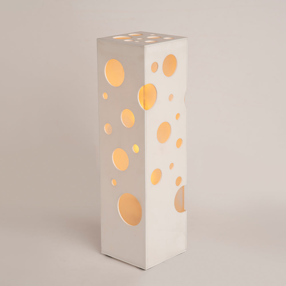 Angled perspective highlighting the sphere's shape and base