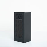 Angled side of purifier showing air intake design