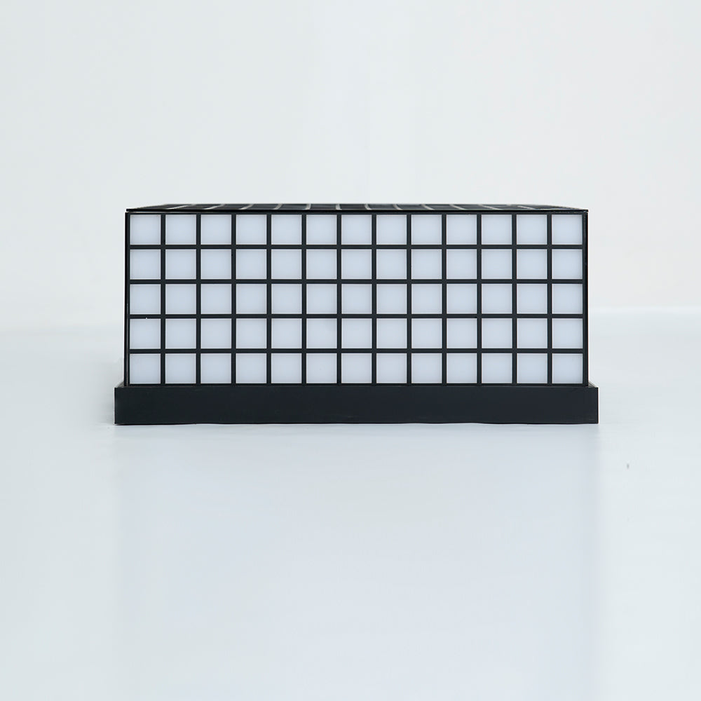 Straight-on view of the Cubical Lamp showing clean lines and cube shape