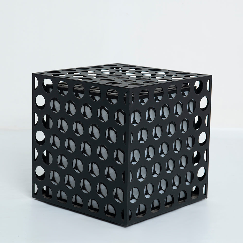 Angled view showcasing depth and circular form of the lamp