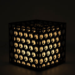 Angled view showcasing depth and circular form of the lamp