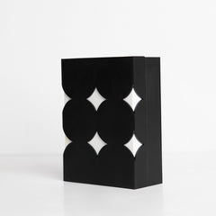 Angled side view of playful star-shaped clear acrylic box