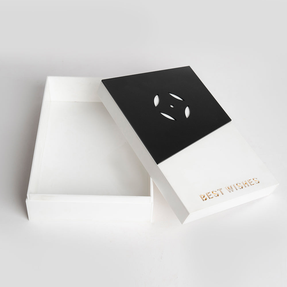 Open view of elegant “Best Wishes” gift box ready for gifting