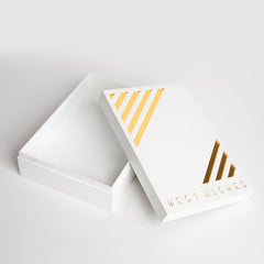 Open box showcasing spacious interior with golden strip detail