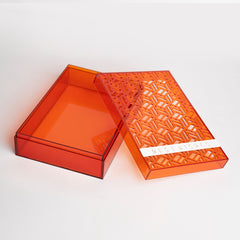 Top view of vibrant gift box open and ready for contents