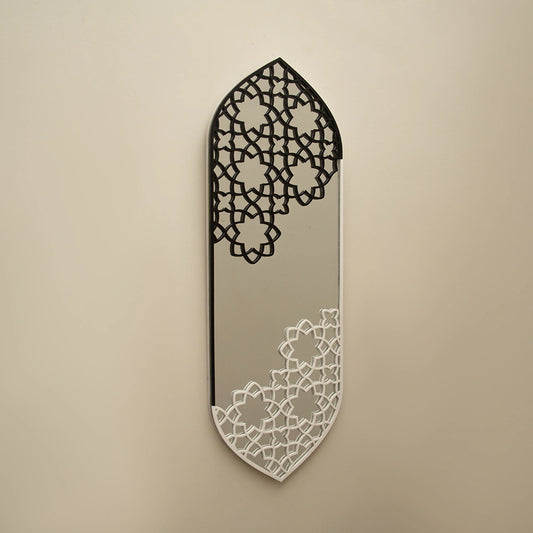 Modern Black Floral Arch Mirror