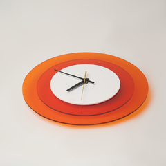 Luxury orange wall clock with silent sweep movement