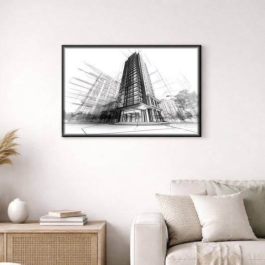 Architectural Sketch Tall Building Pillars of Time