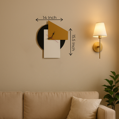  Front view of large open-gear mechanical wall clock in vintage finish