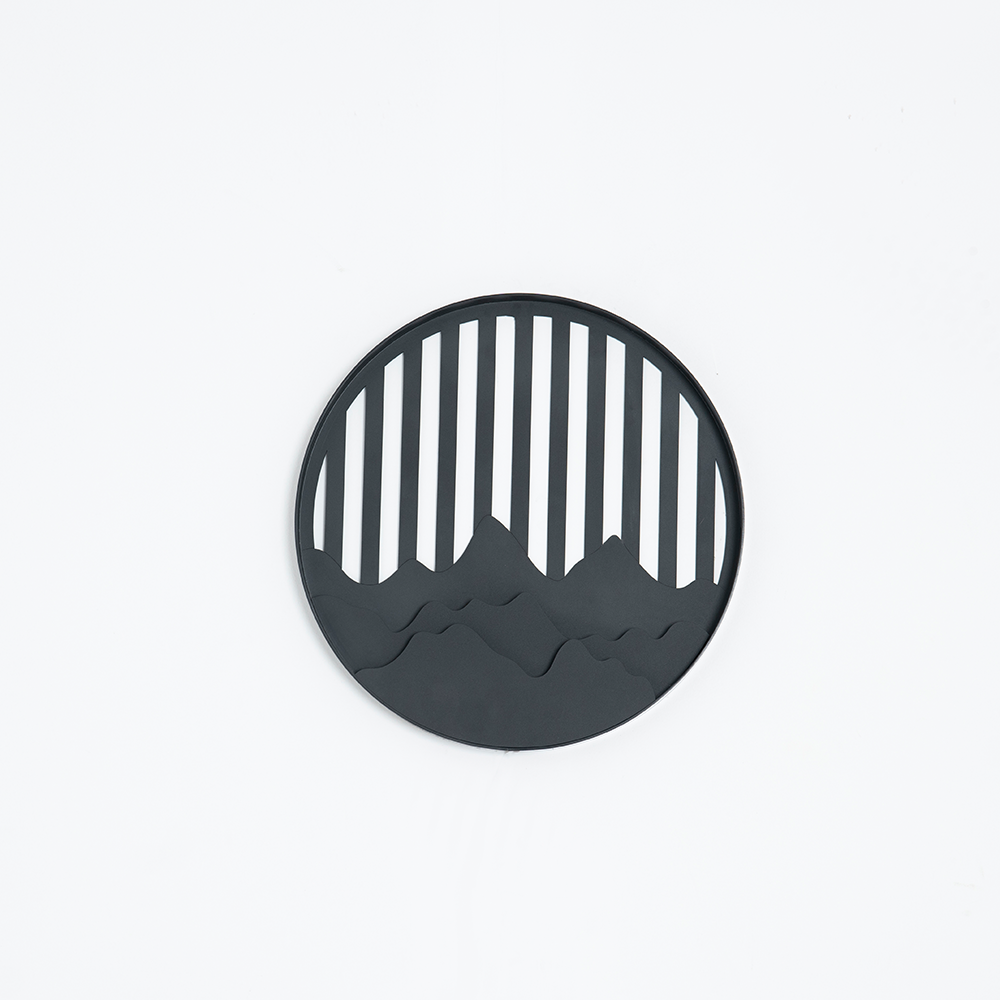 Front shot of Black Vertical Strips Wall Hanging showing linear texture