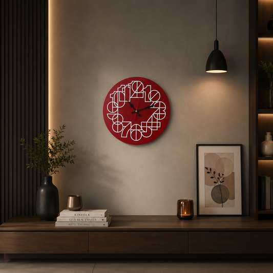 Red Crest Designer Clock