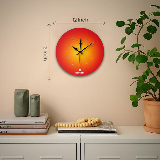 Crimson Dawn Clock – Elegant Wall Decor