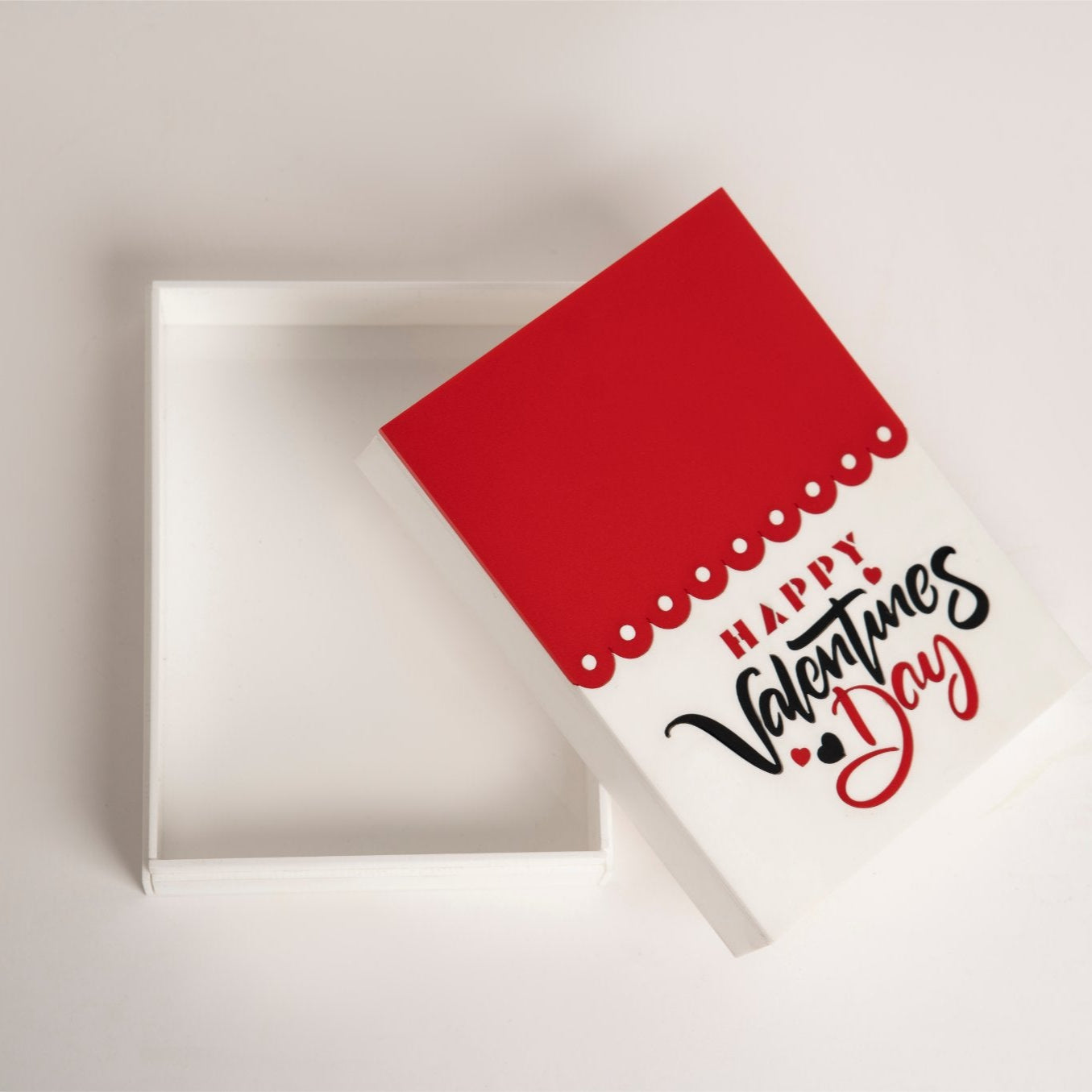 Top view of reusable Valentine’s gift box designed for heartfelt presentations