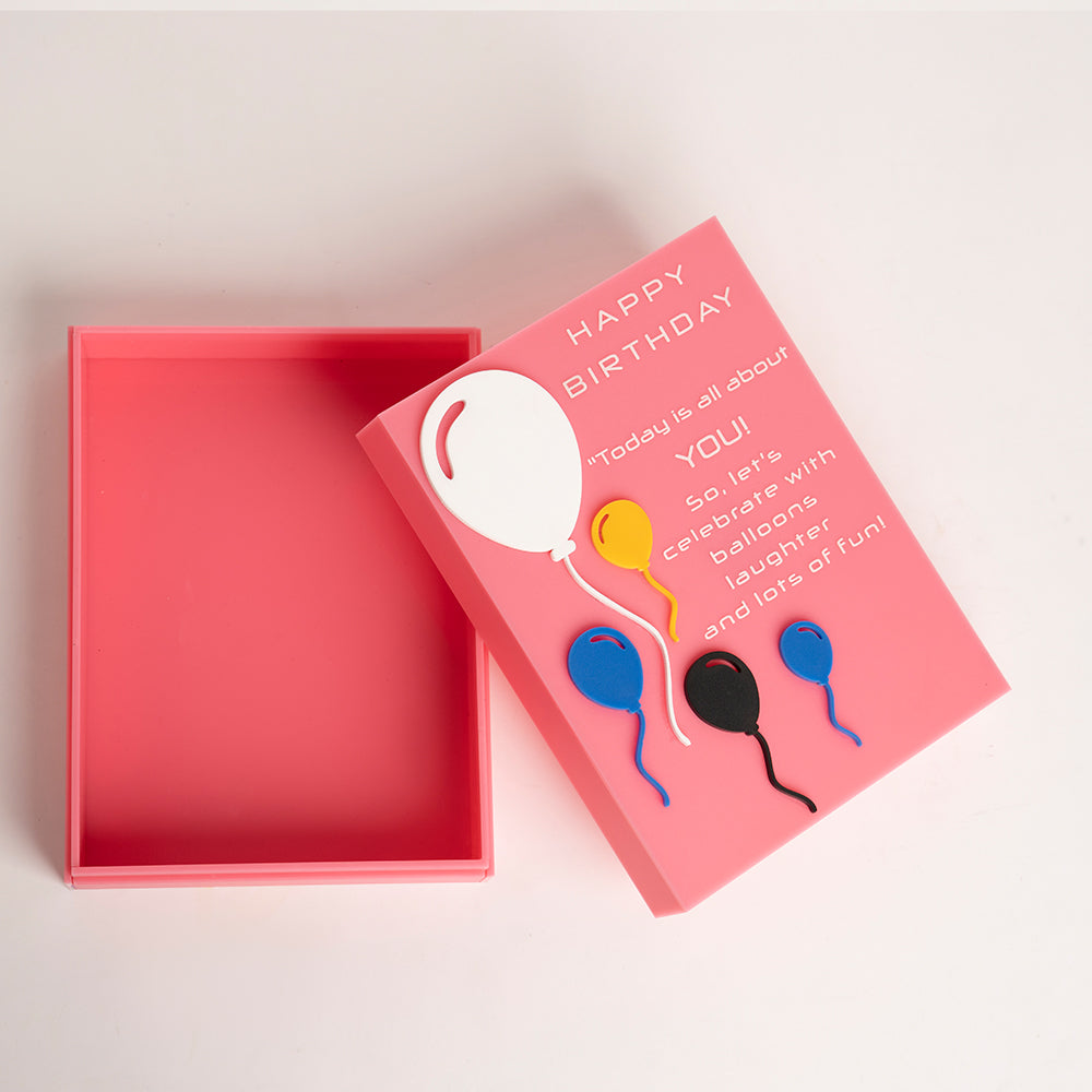 Open view of reusable birthday gift box designed for girls