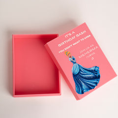 Top view of open birthday gift box, ideal for little princess gifts