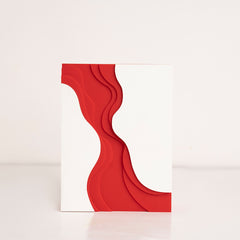 Front view of red and white layered acrylic gift box for stylish gifting