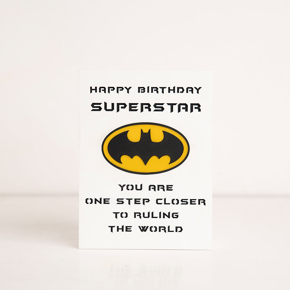Front view of Birthday Super Star acrylic gift box with triple-layered design