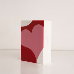Angled perspective of romantic acrylic heart box for gifting