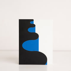 Front view of black, white, and blue acrylic wave gift box