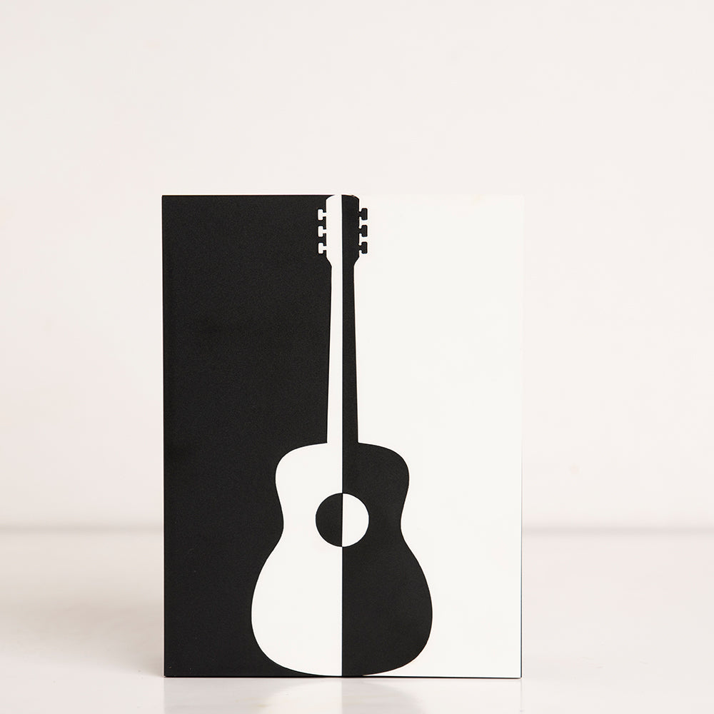 Front view of Black & White Guitar acrylic gift box with modern design
