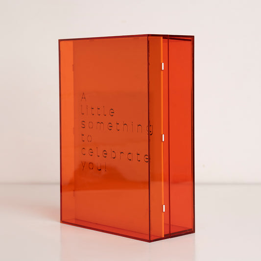 Angled shot showing minimalist elegance of the gift box