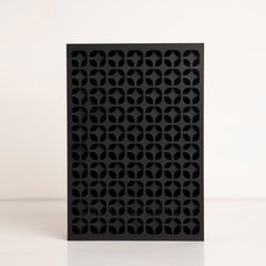 Front view of black and gold double-layered star gift box