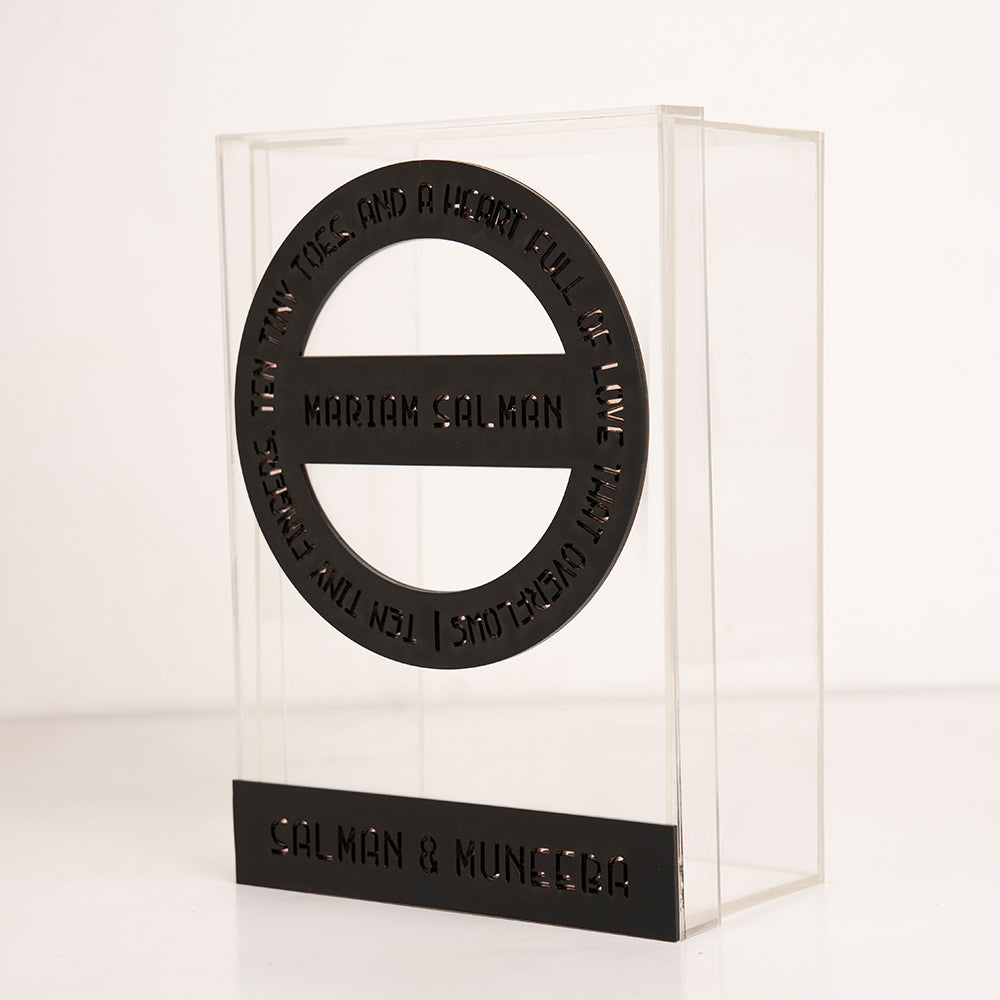 Side angle showing minimalist design of baby gift box