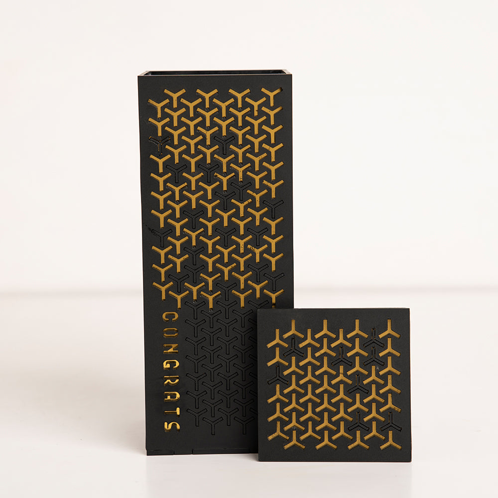 Front view of Y Pattern Gift Box with clean Y-themed exterior
