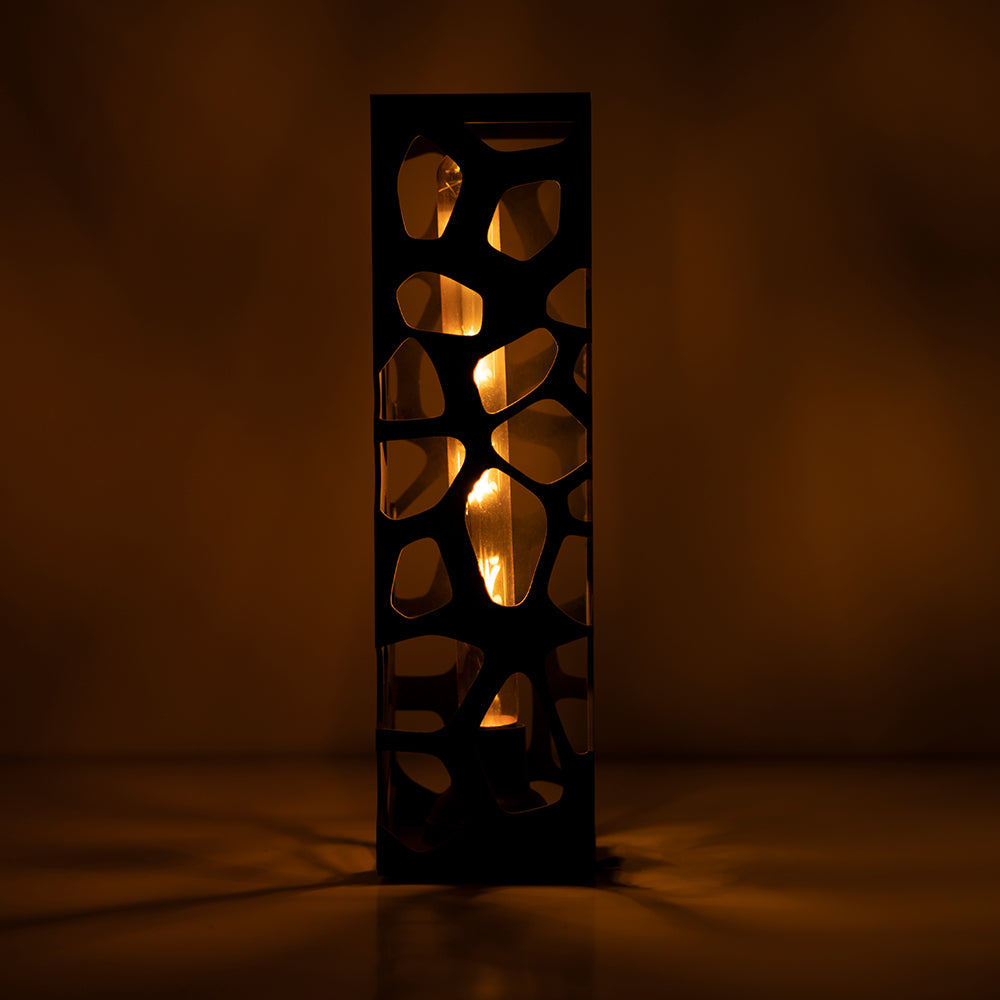 Black Stone Pattern Lamp front shot showing full height and texture
