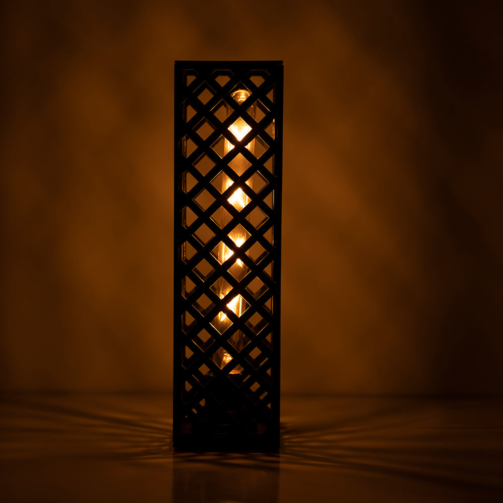  Front shot of Double Layered Square Lamp showing geometric tiers
