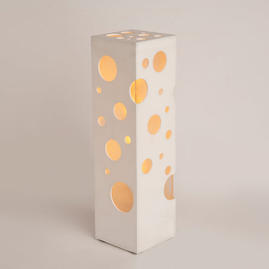 Angled perspective highlighting the sphere's shape and base