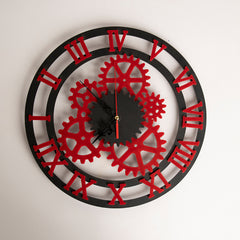 Front view of 12x12in geometrical wall clock with minimalist design