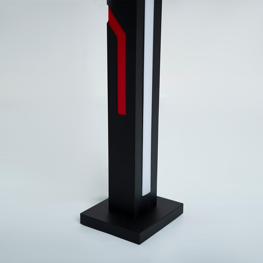 Corner Lamp Black and Red front view with vivid inner red lighting