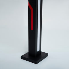 Corner Lamp Black and Red front view with vivid inner red lighting