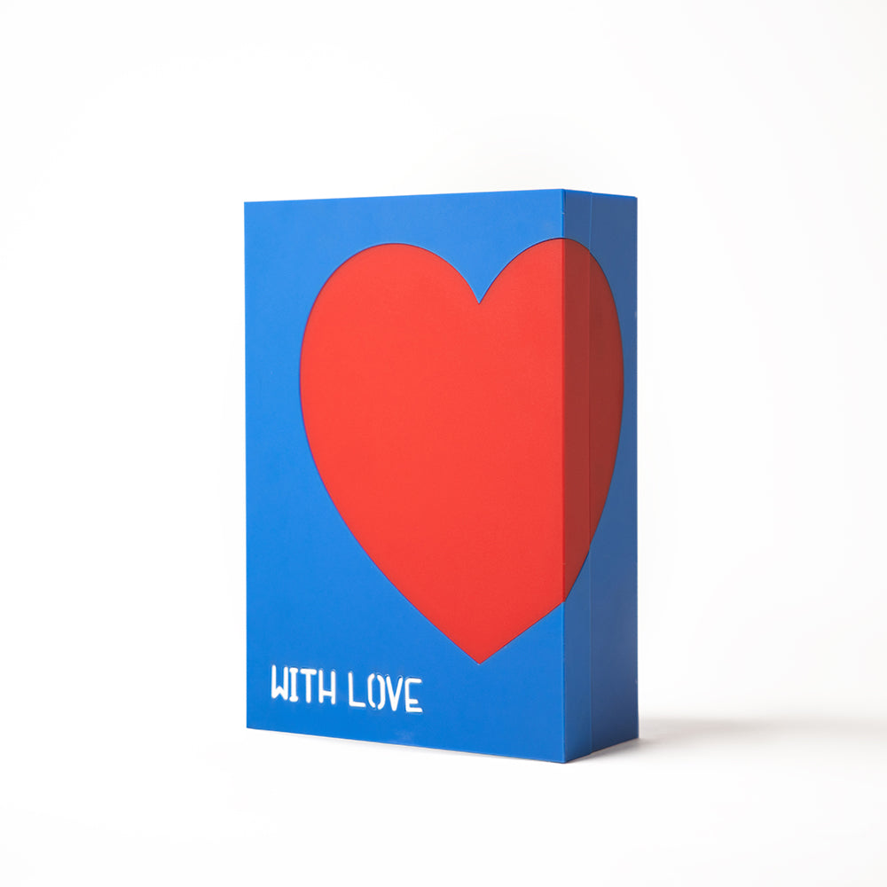 Blue Love Box side angle – elegant rectangular shape with smooth finish