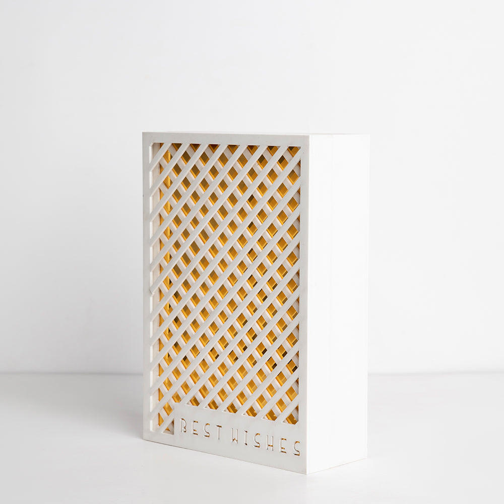  Angled side of premium golden square gift box for elegant occasions