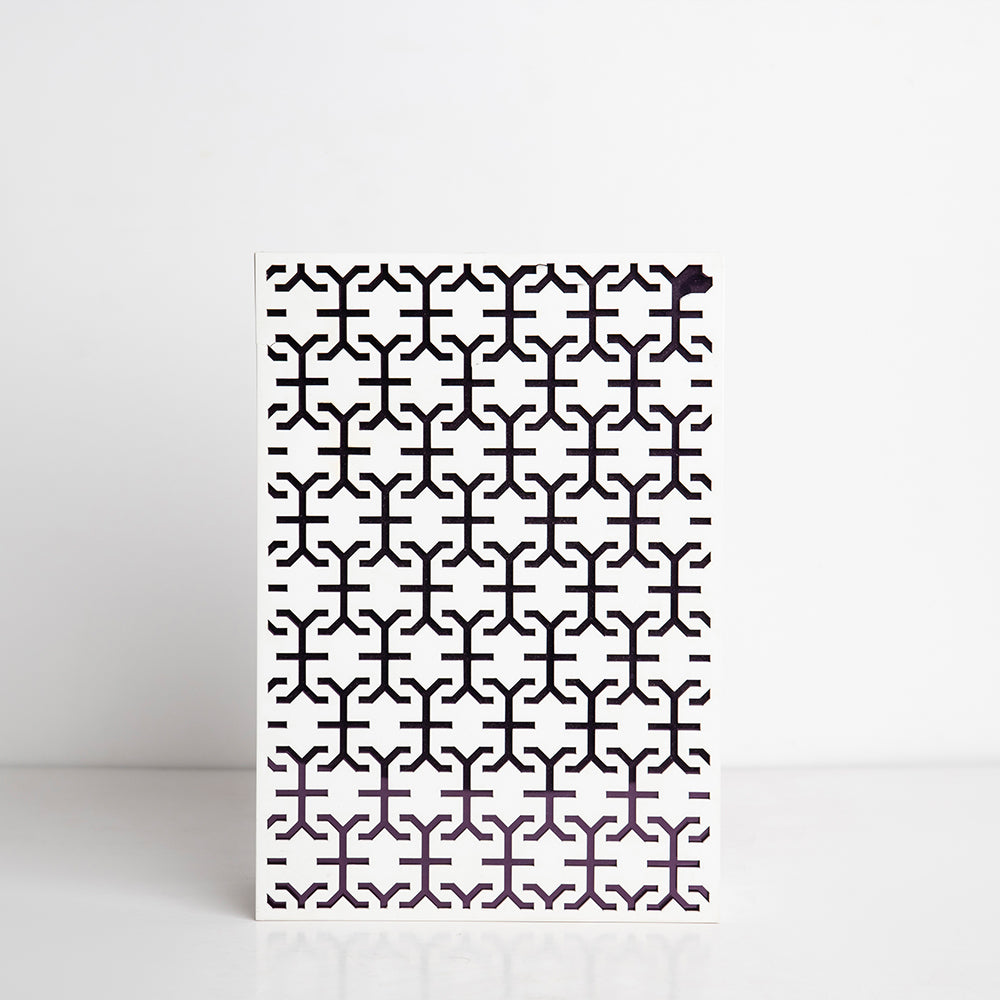  Front view of white acrylic gift box with rose gold accents