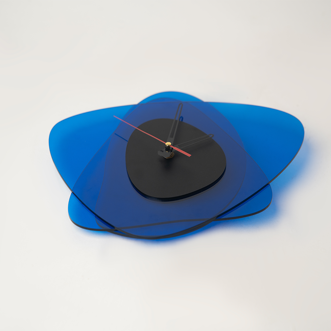 "Nebula Timepiece modern wall clock in blue and black – silent movement, timeless wall decor"