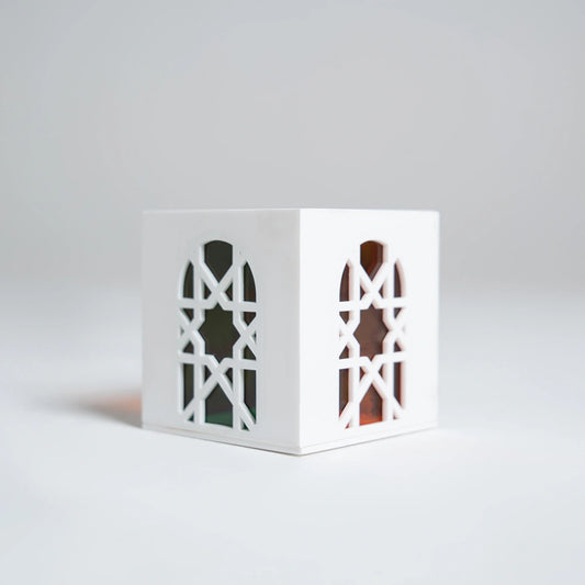 Ramadan Colored Glow Lattice Cube Holder